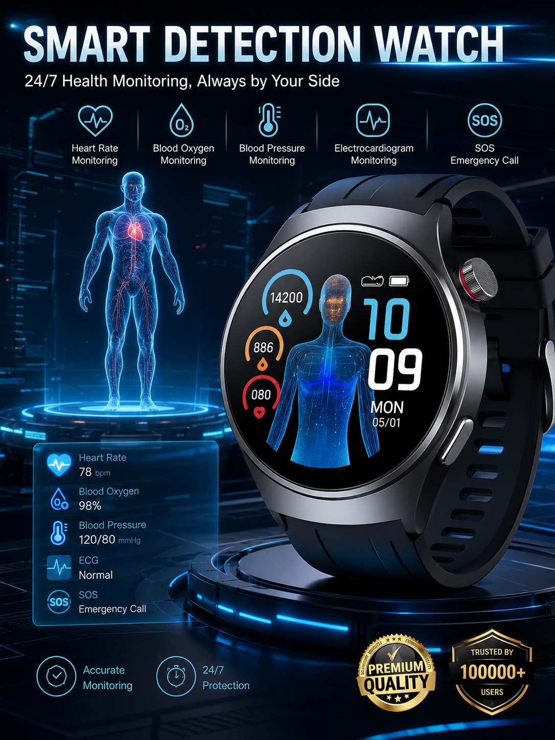 🔥Limited Time 50% OFF❤️Flagship Smartwatch for Health Protection, 24/7 Health Data Center🥰