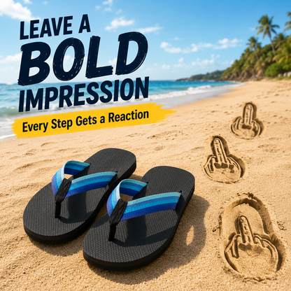 Epic Beach Prank! Novelty Middle Finger Footprint Flip Flops 🏖️🖕