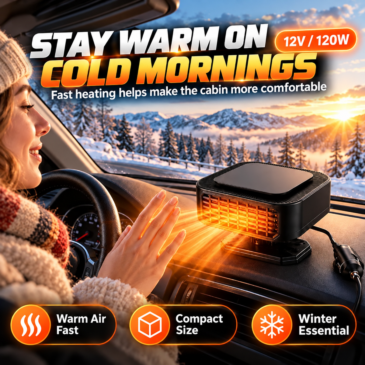✨Portable Car Heater Defroster with 360-Degree Rotating Base