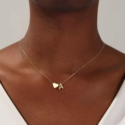 Turandoss Initial Heart Necklace for Women, Gold