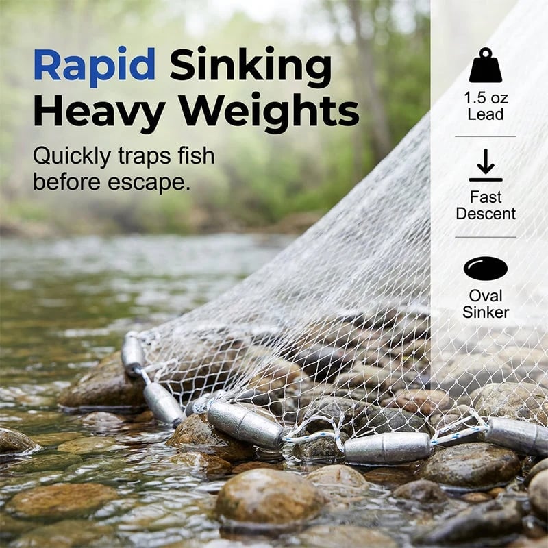 Easy-Throw Cast Net – Heavy-Duty Mesh, Rapid Sinking, Versatile 🌊