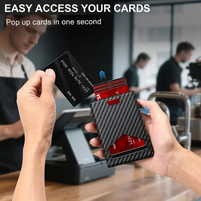 💼Minimalist Men's Slim Wallet: 9 - 13 Cards, ID Window. RFID - Blocking, Aluminum Bifold Pop - Up