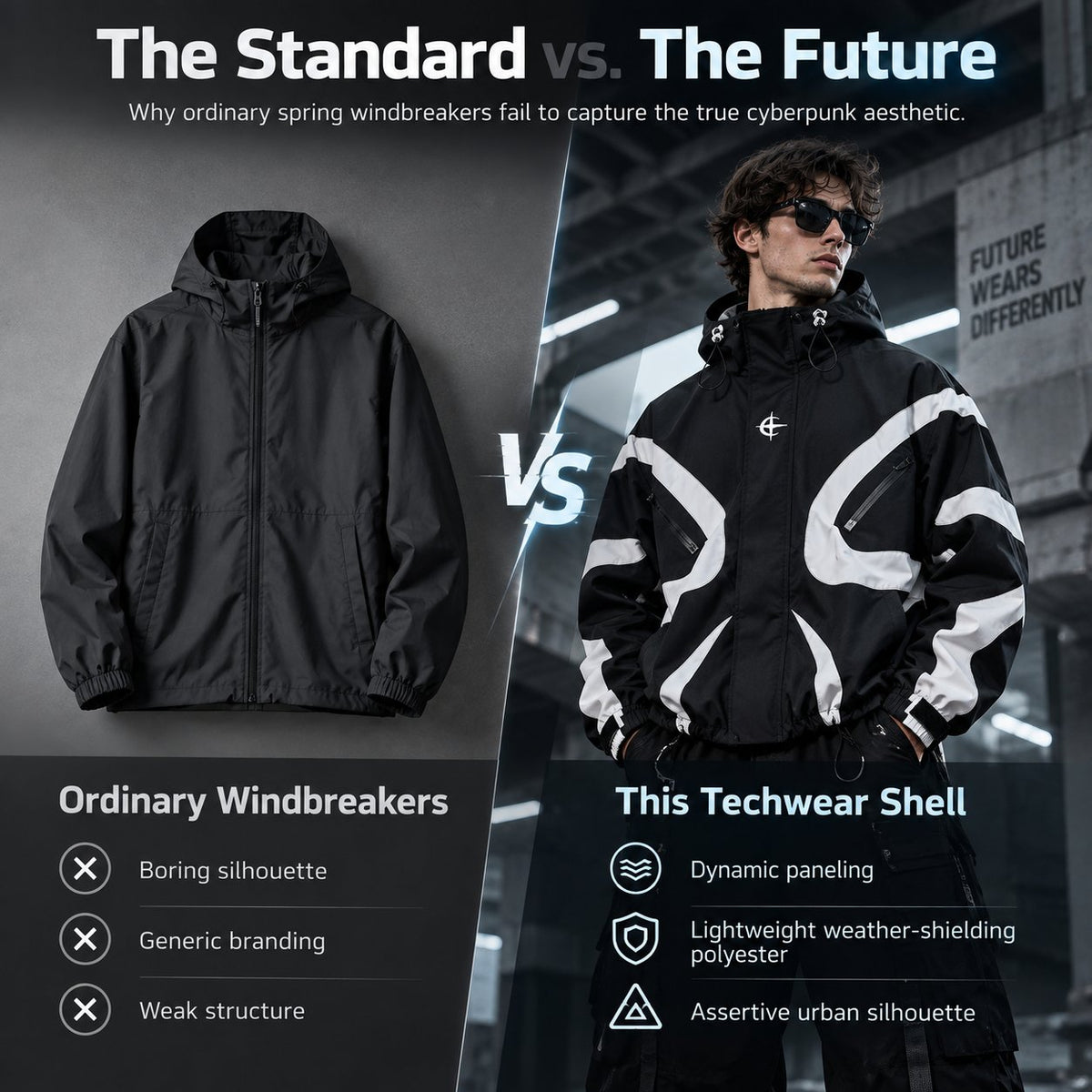 🔥Menswear Stylish Futuristic Techwear Windbreaker Coat