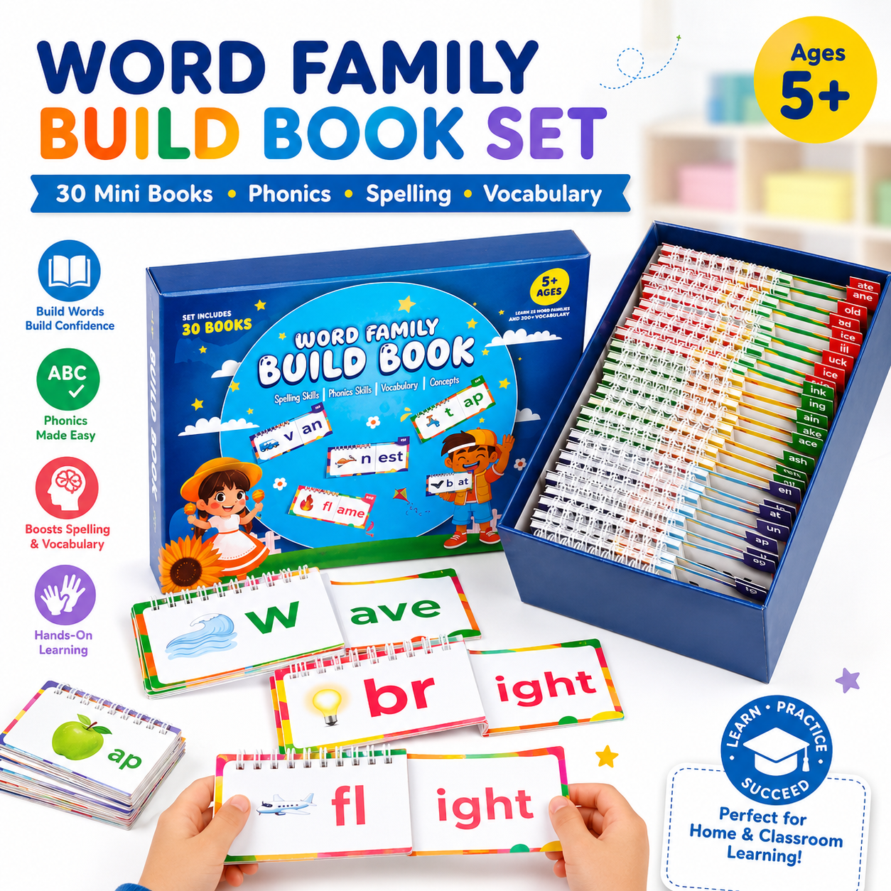 Phonics Flash Cards Word Family Build Book