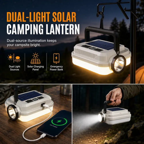 🔦 Solar LED Camping Lantern – Rechargeable, handheld & multifunctional ✨