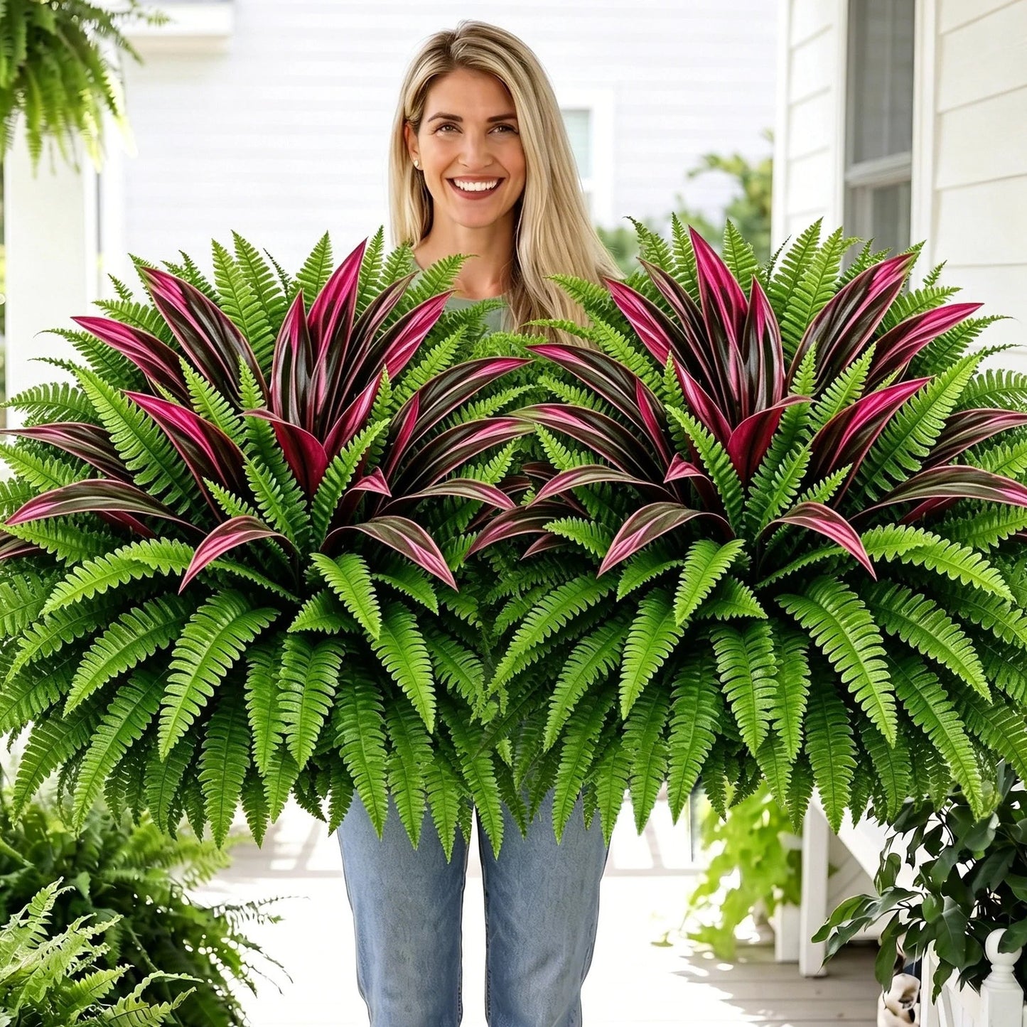 ⏰Summer Limited Stock 60% OFF🔥UV-Resistant Artificial Fern & Red Dracaena Decorative Plants – Full, Lush & Fade-Resistant!