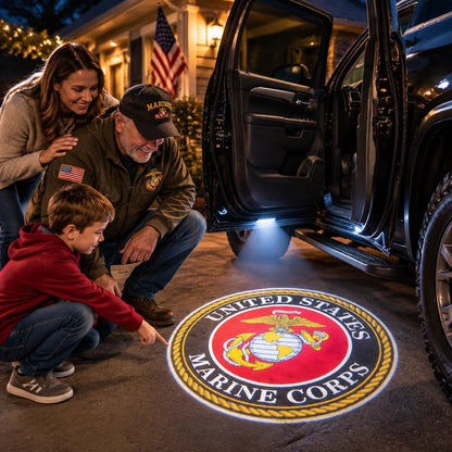 🇺🇸 HonorBeamTM Car Welcome Light | Patriotic Door Projection for Veterans & Military Families 🎖️