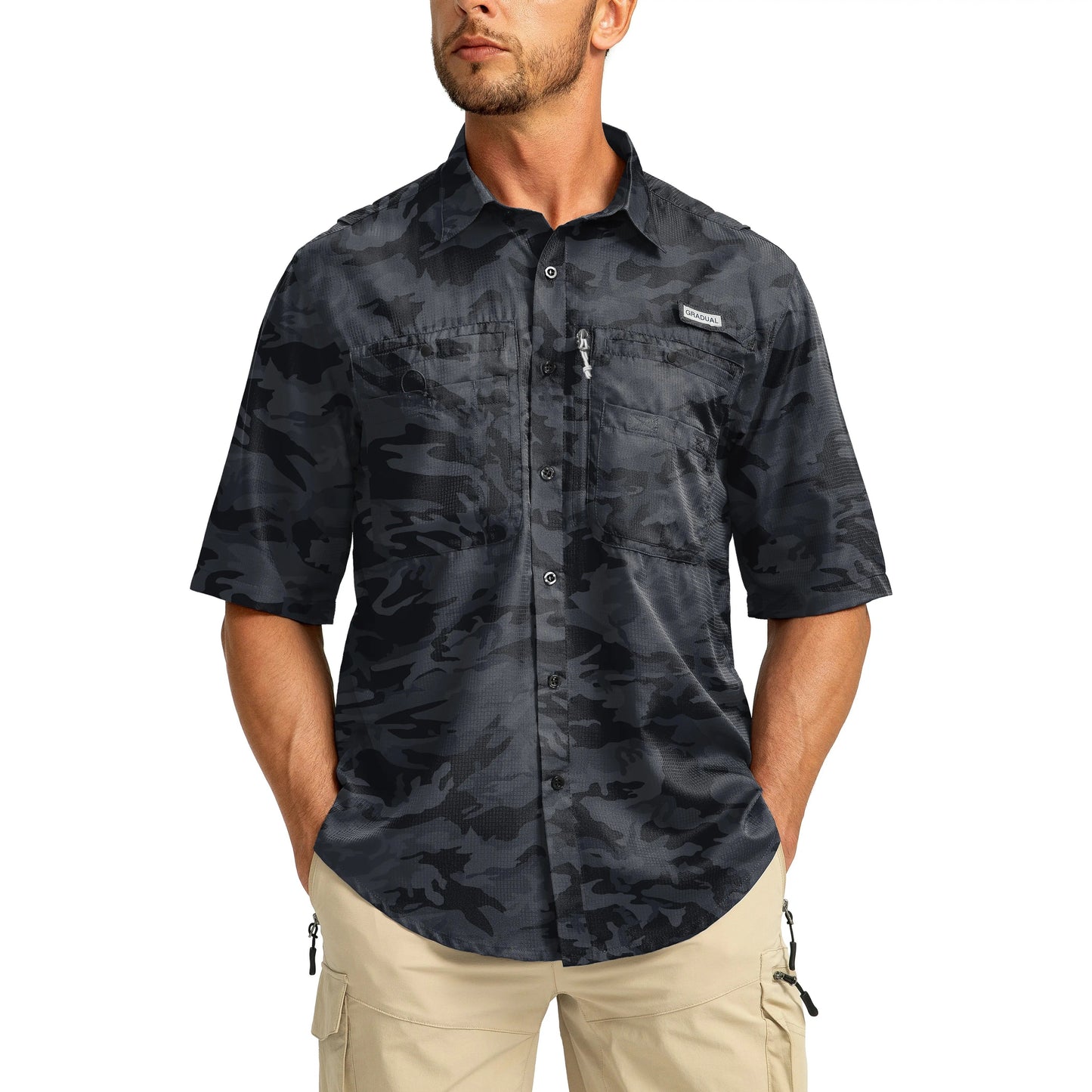 ☀️ Men’s UPF50+ Quick Dry Fishing Short Sleeve Shirt
