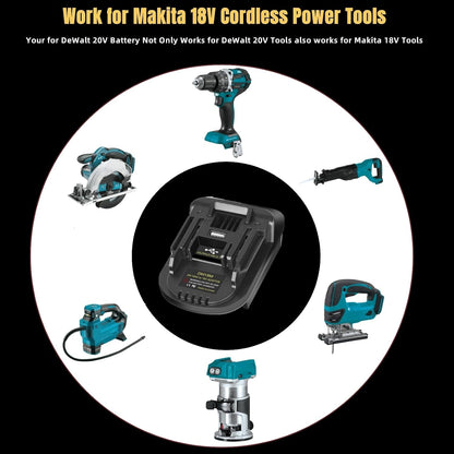 🔋 DM18M Battery Adapter for 18V Tools – Converts 18V & 20V Power Batteries to 18V LXT Tools with USB Charging Port