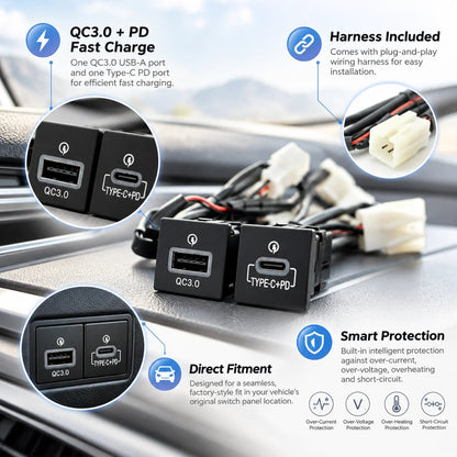 Direct Fit Car Charging Module - Plug & Play with Wiring Harness 🔌