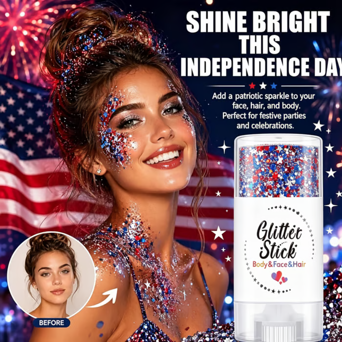 4th of July Glitter Stick | 3-in-1 Patriotic Glow😍✨Red, White & Blue Glitter Body Stick