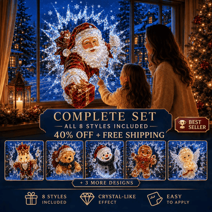 🎄Crystal Christmas Break-In Window Decal — 3D Shattered-Glass Holiday Window Decoration