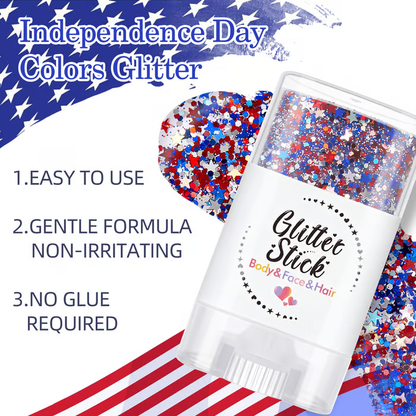 4th of July Glitter Stick | 3-in-1 Patriotic Glow😍✨Red, White & Blue Glitter Body Stick
