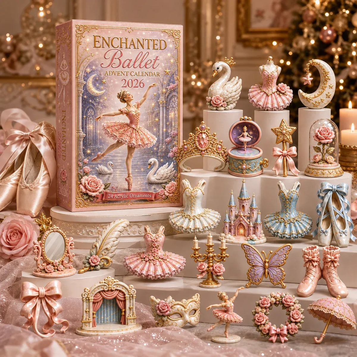 Enchanted Ballet Advent Calendar 2026 - 24-Day Festive Countdown, Acrylic Charms Blind Box - Gift For Ballet Lovers AC0HT335
