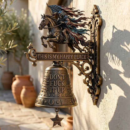 🏍️ Skull Rider Bell – “This Is My Happy Place” Wall Bell