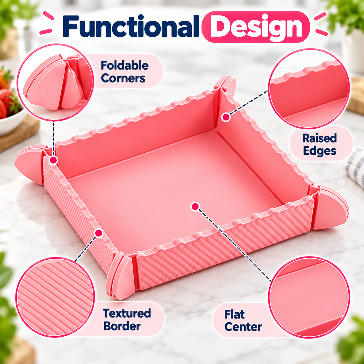 Magnetic Foldable Silicone Snack Tray – 4-in-1 Multi-Purpose Mat