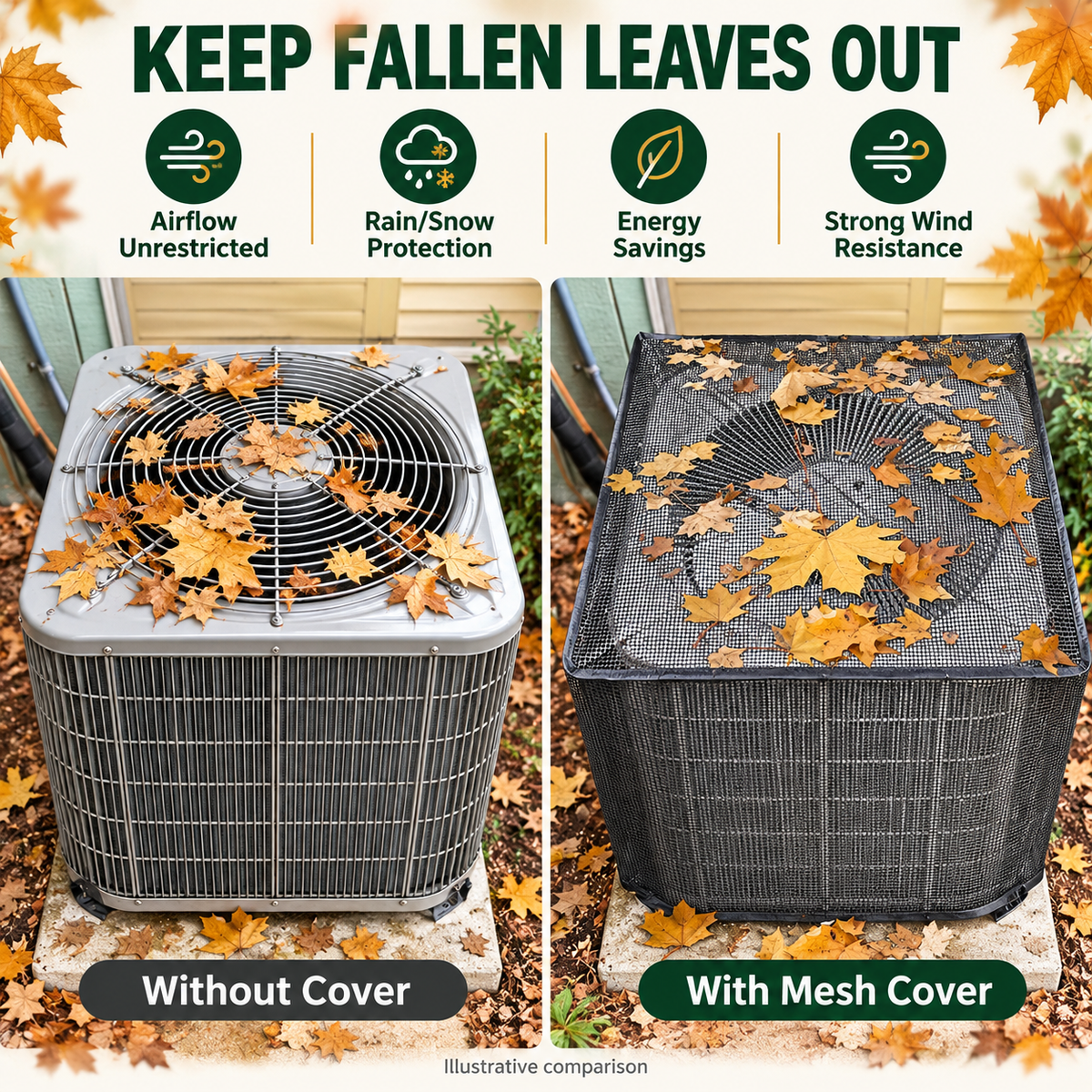 🌿 Breathable Outdoor AC Mesh Cover – Dust & Debris Protection