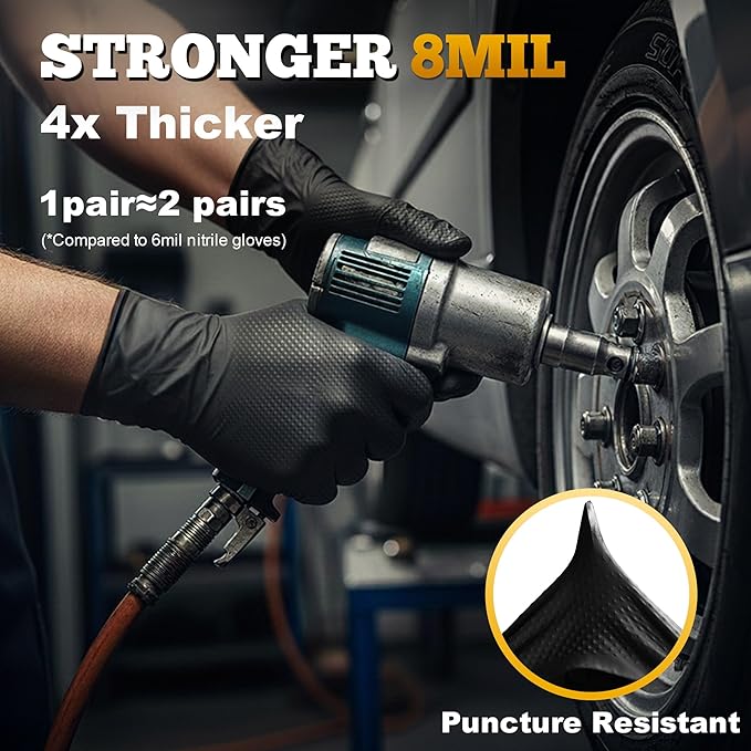 Industrial Black Nitrile Diamond Texture Grip Gloves