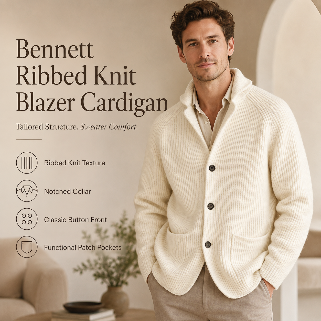 Bennett Ribbed Knit Blazer Cardigan