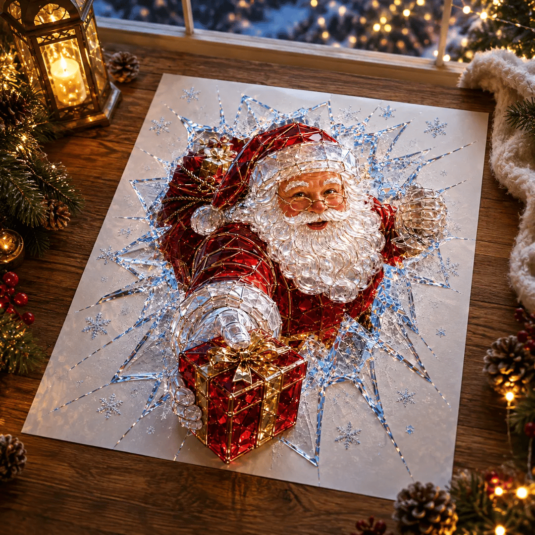 🎄Crystal Christmas Break-In Window Decal — 3D Shattered-Glass Holiday Window Decoration