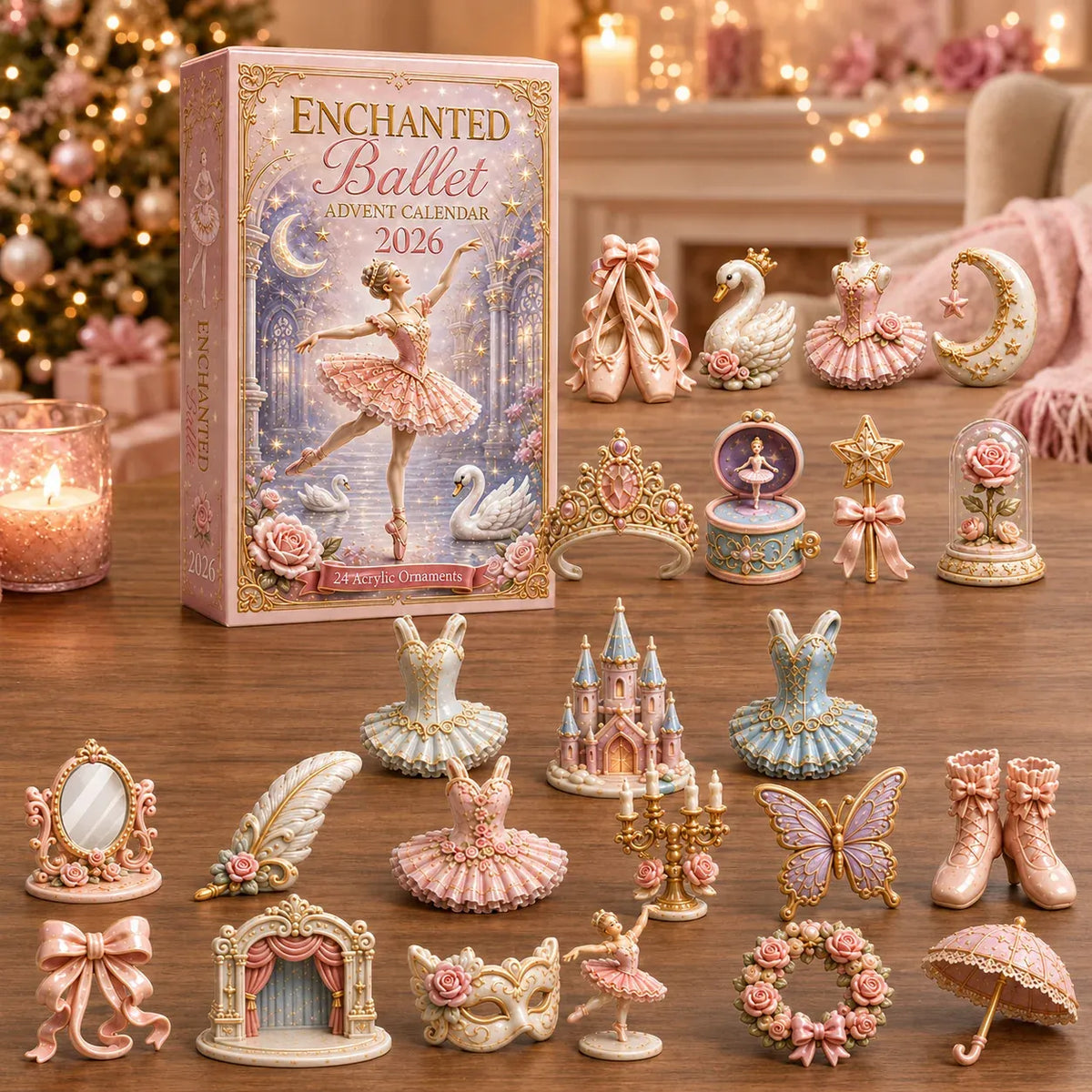 Enchanted Ballet Advent Calendar 2026 - 24-Day Festive Countdown, Acrylic Charms Blind Box - Gift For Ballet Lovers AC0HT335