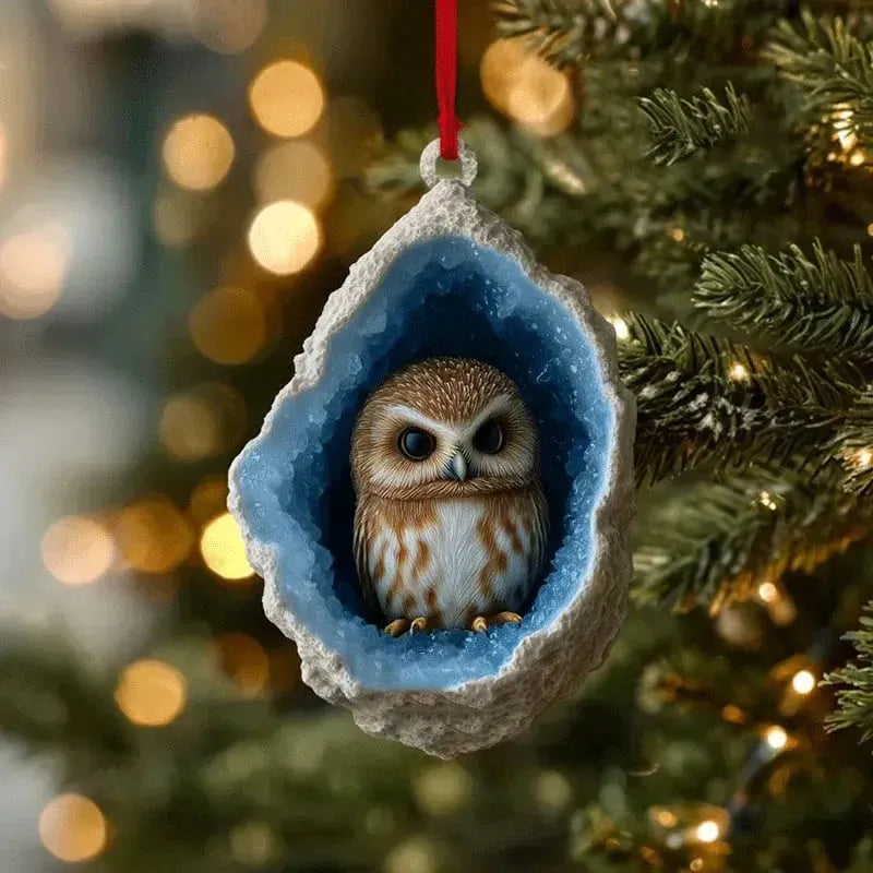 🎄Early Bird Christmas Sale 50% OFF |✨Woodland Geode Animal Ornaments – Tiny Christmas Friends Hidden in Crystal Magic