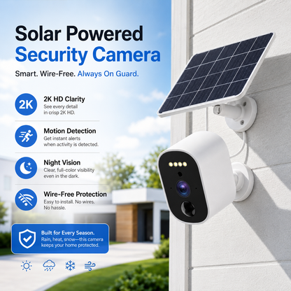 📷 Solar Cam Pan 2K – Outdoor Wireless PTZ Security Camera with Integrated Solar Panel, 360° Pan & Tilt, AI Person Tracking, Color Night Vision & IP65 Weatherproof