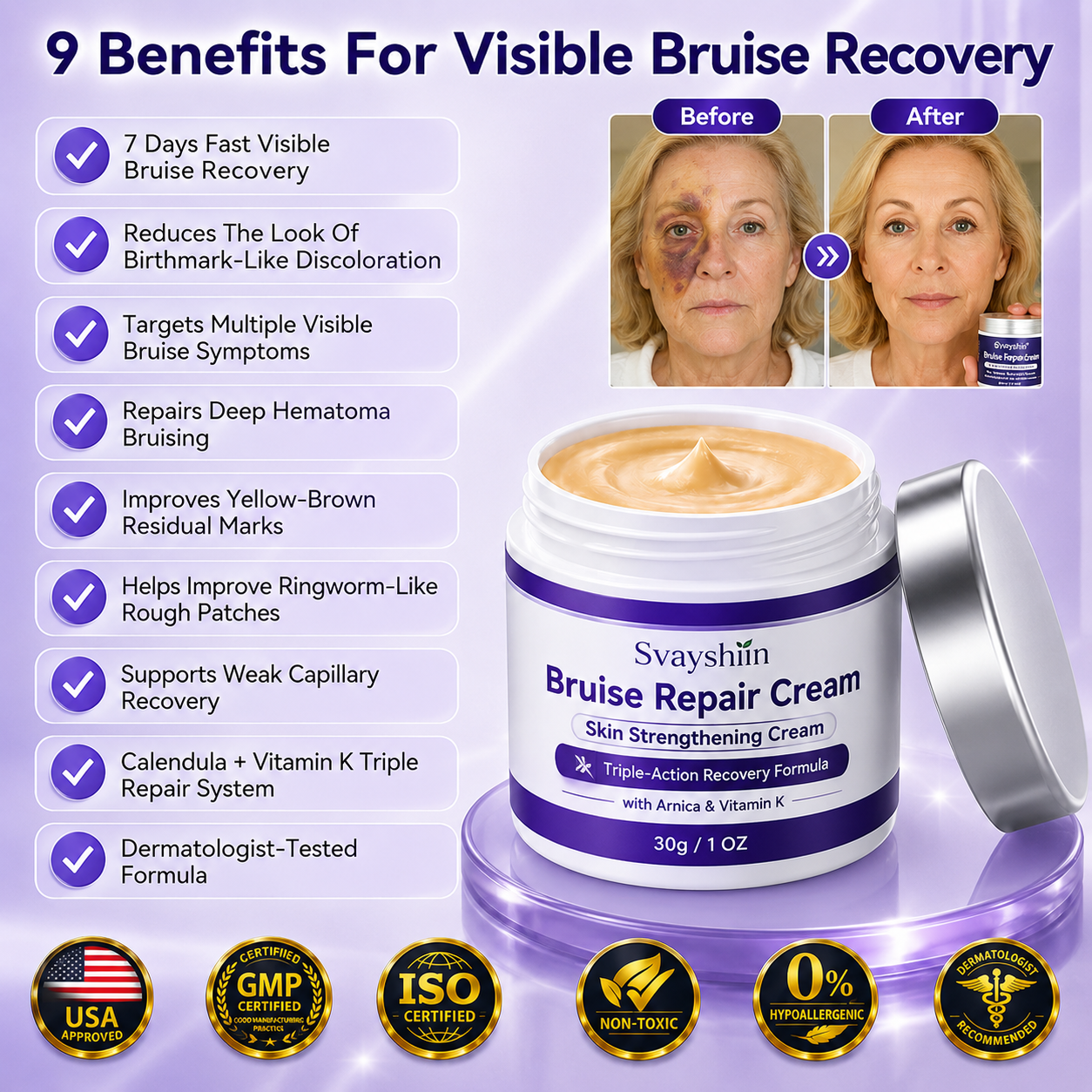 Cream to repair bruises and strengthen the skin