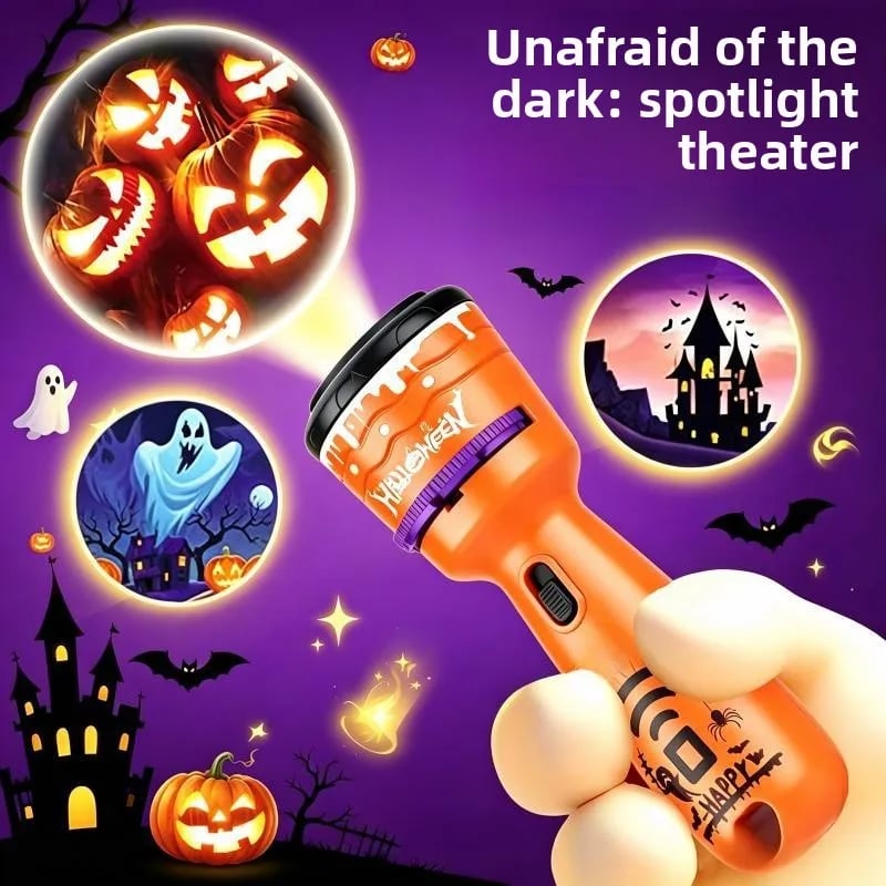 🎃👻Kids Halloween Christmas Projection Flashlight Toy – Create Magical Bedtime Stories With 24 Festive Light Slides