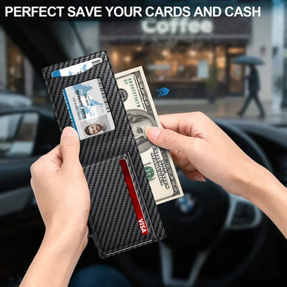 💼Minimalist Men's Slim Wallet: 9 - 13 Cards, ID Window. RFID - Blocking, Aluminum Bifold Pop - Up
