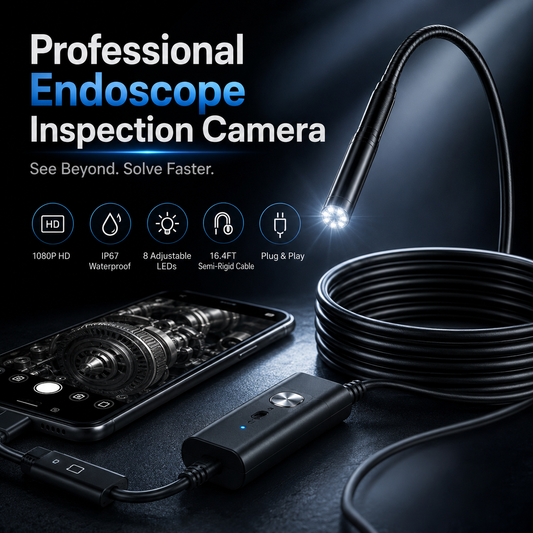 1920P HD Endoscope Camera with Light, Type-C & Lightning 3-in-1 Borescope Inspection Camera, Waterproof Snake Camera for iPhone, Android & PC