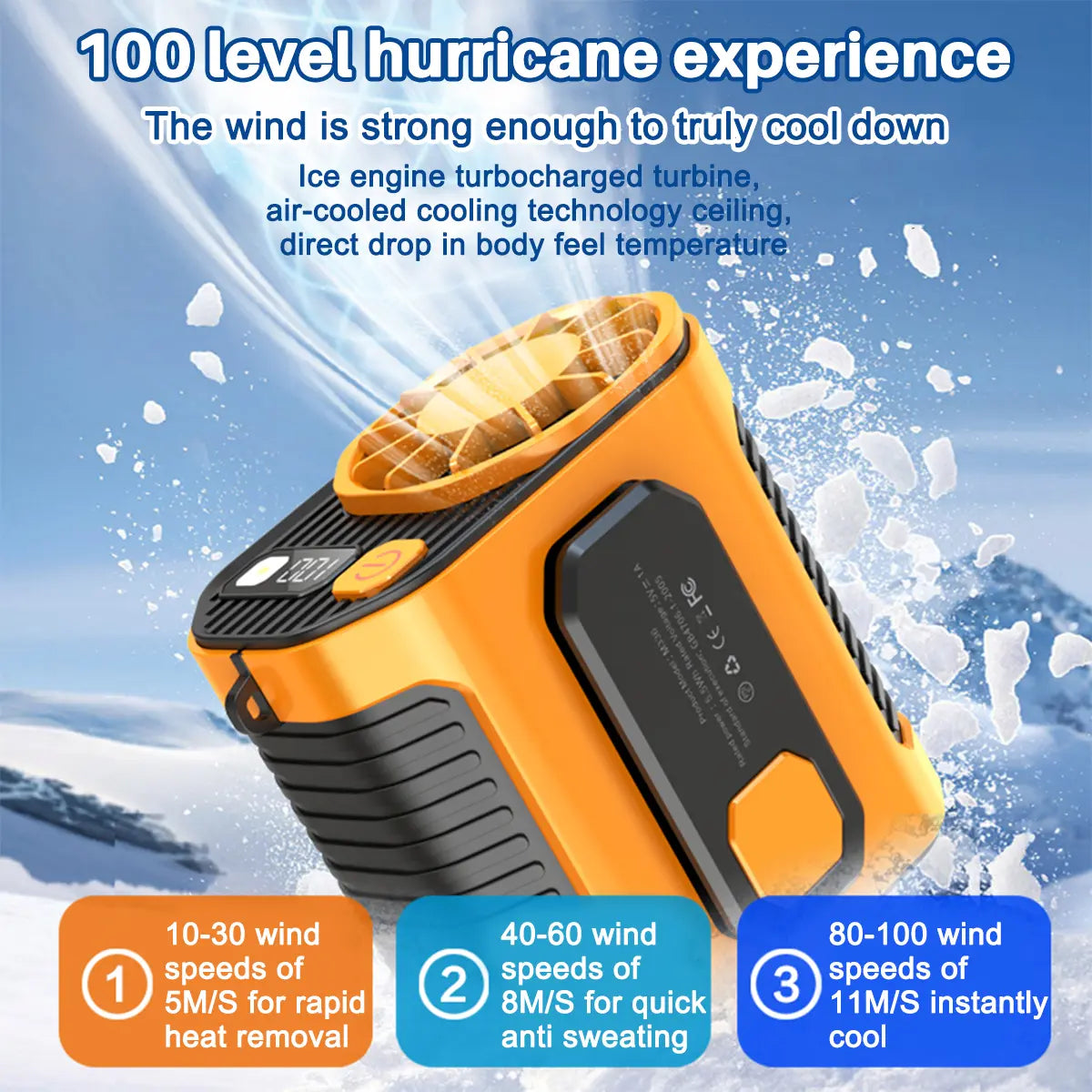 Portable Waist Clip Fan with LED Light - 5000 mAh Battery