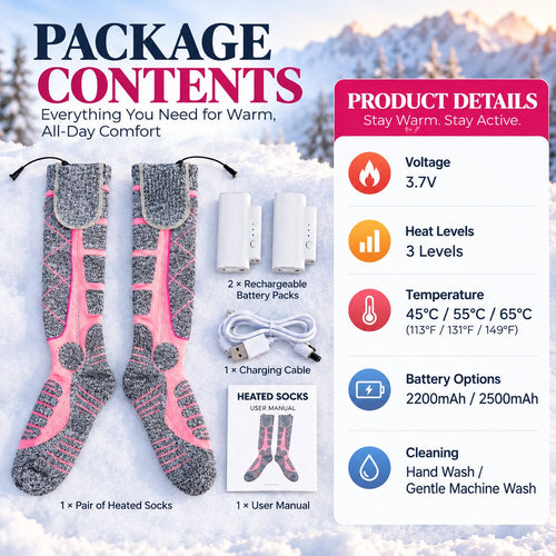 Stay Warm Anywhere – Rechargeable 3-Level Heated Socks