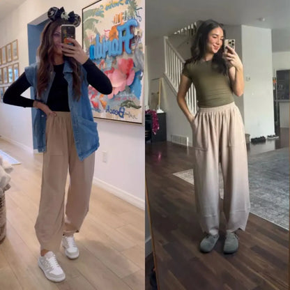 Women’s Baggy Wide Leg Pants Casual Lounge Palazzo Trousers Summer Style