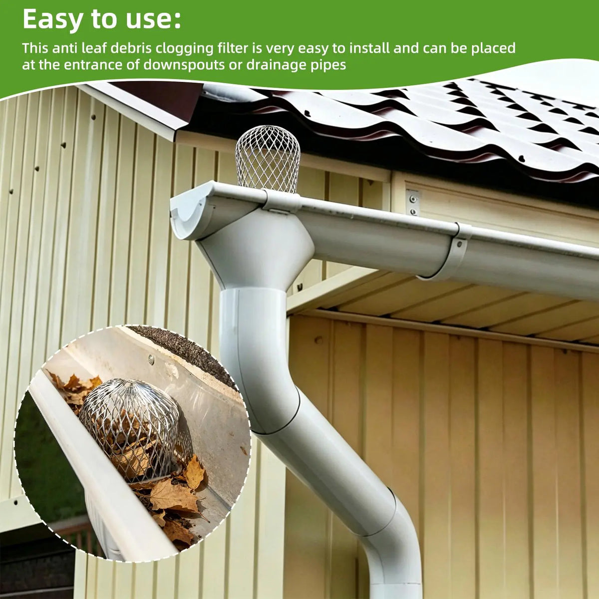2 PCS Aluminum Alloy Gutter Guard Filter, Roof Rain Gutter Downspout Strainer🛠️