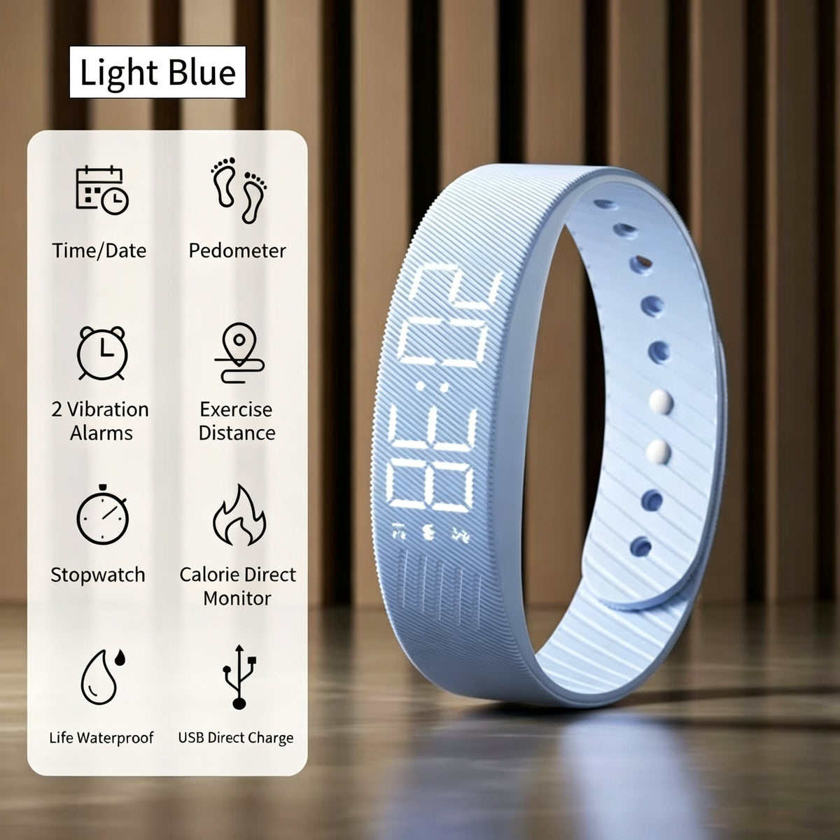 Silent vibrating alarm clock – features two vibration intensity levels.