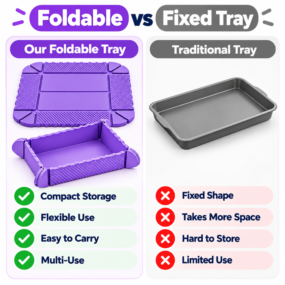 Magnetic Foldable Silicone Snack Tray – 4-in-1 Multi-Purpose Mat