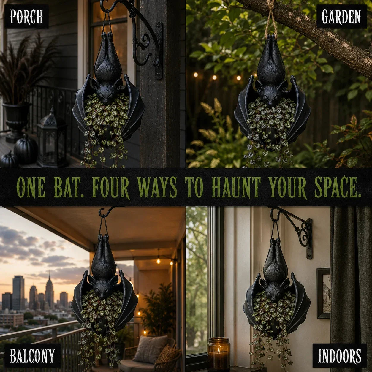 🦇 Upside‑Down Hanging Bat Planter