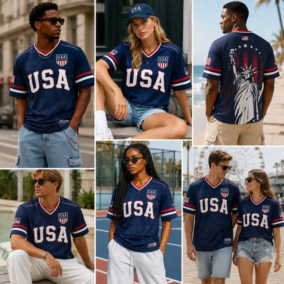 USA Liberty Soccer Jersey – Patriotic American Flag V-Neck Football Shirt