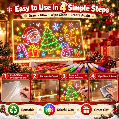 🎨 LED Light-Up Drawing Board for Kids – Reusable Glow Art Kit