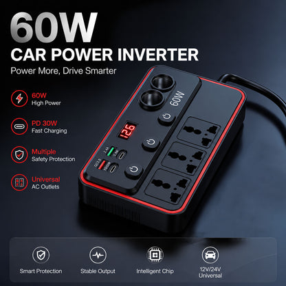 🔥HOT SALE 49% OFF✨🚗Multifunctional Car Charger with AC Outlets & USB