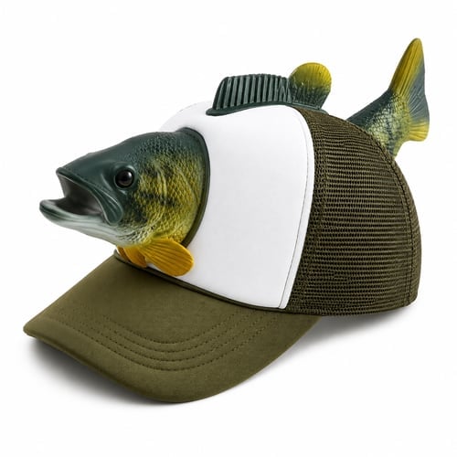 3D Realistic Fish Novelty Fishing Hat – Funny Breathable Outdoor Cap for Anglers