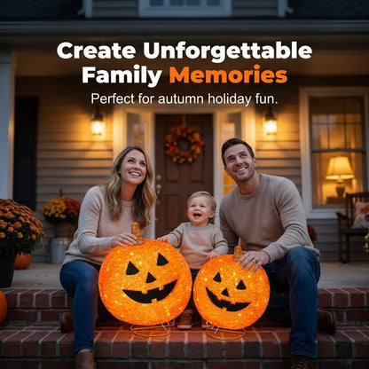 🎃 Light-Up Pop-Up Outdoor Halloween Pumpkin Set – Autumn Seasonal Decor ⭐
