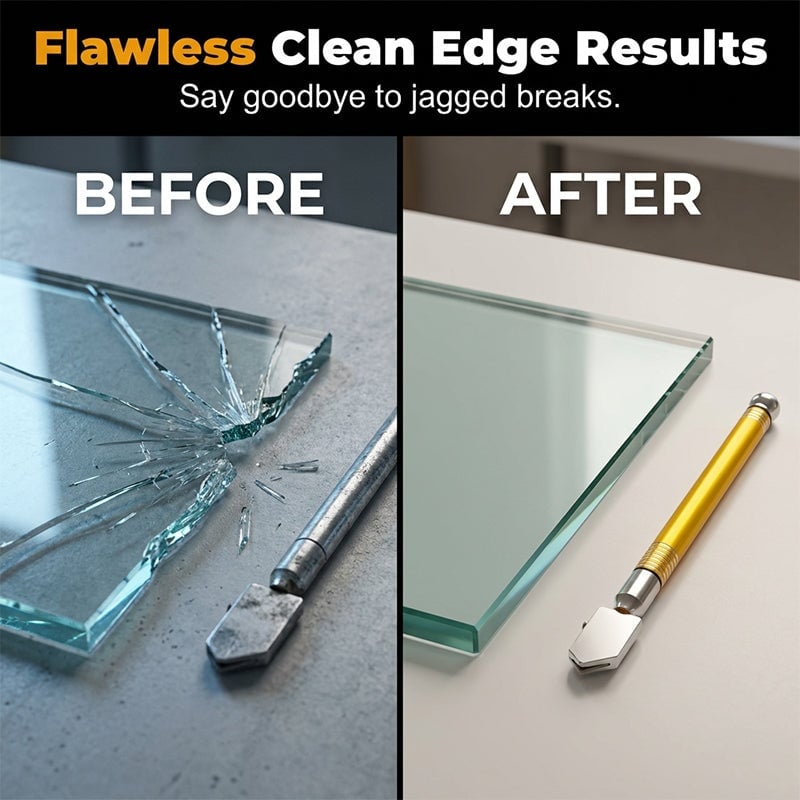 💥70% OFF Factory Clearance–Professional Diamond Glass Cutter with Alloy Handle Roller Wheel