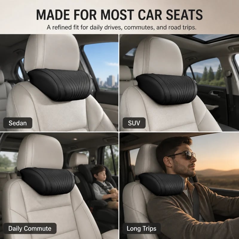 🚗💤 Relieve Driving Fatigue! Universal Memory Foam Car Headrest Neck Pillow, Ergonomic Support Auto Neck Cushion for Long Road Trips