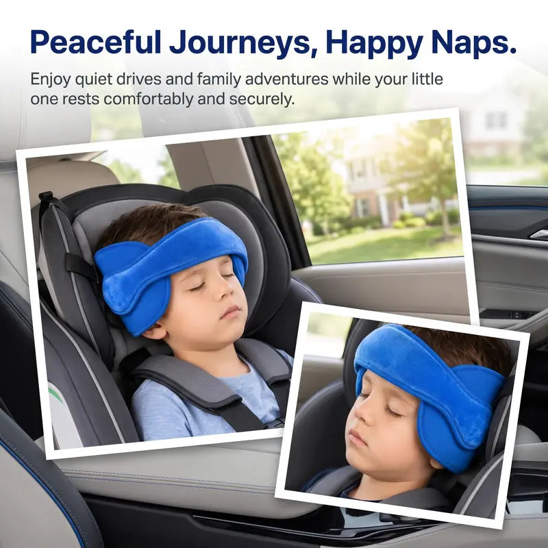 Kids Car Seat Head Support Strap, Soft Plush Adjustable Nap Support Band with Padded Side Cushions