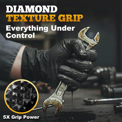 Industrial Black Nitrile Diamond Texture Grip Gloves