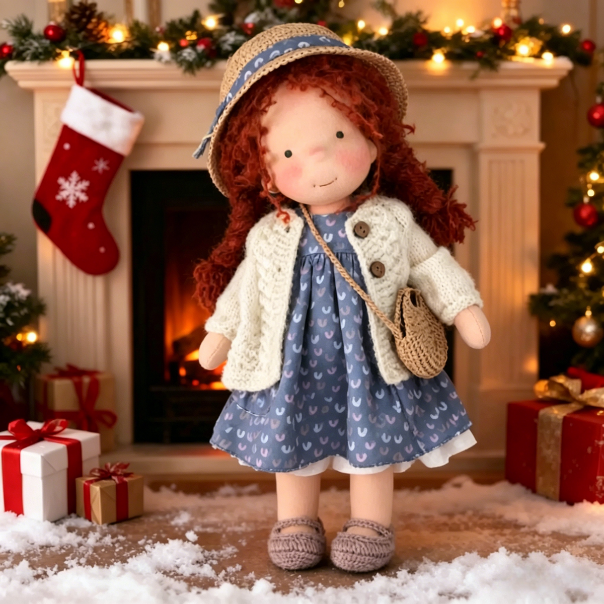 🔥 Handcrafted Waldorf Style Rag Doll, Cute Soft Fabric Doll, Perfect Gift for Girls