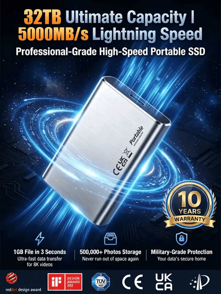 🏆Flash Sale⚡ 50K+ SOLD! Almost Gone-🔥Speed Portable SSD-Next-generation ultra-thin, high-capacity, high-speed solid-state drive