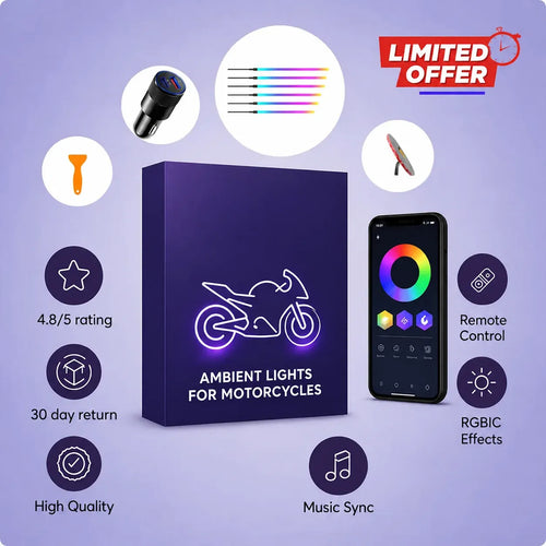 🔥🎁🏍️ Motorcycle RGBIC Glow Kit – 5000+ Colors, Music Sync & App Control